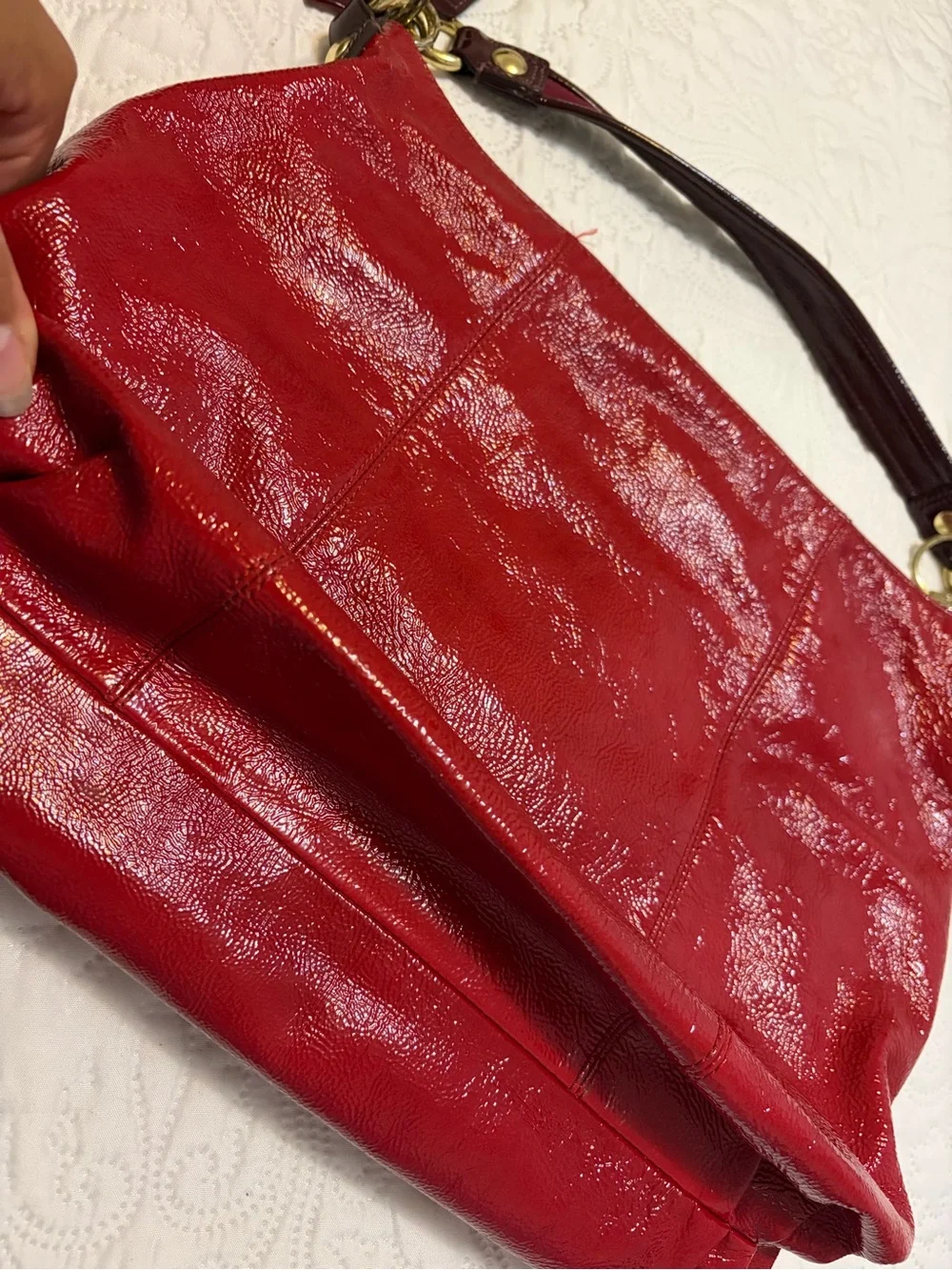 Coach Red Poppy Glam Double Pocket Hobo with Gold Hardware Y2K